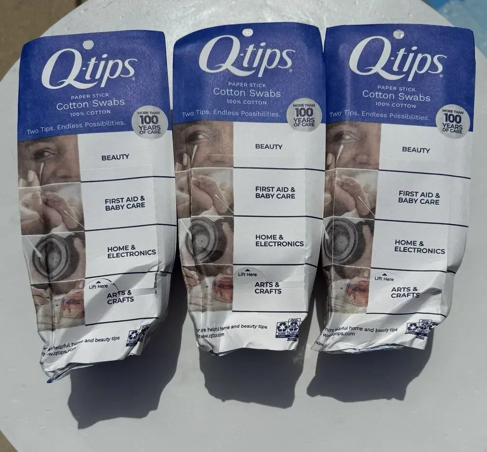 Lot of 3 Q-tips Cotton Swabs 625 Ct Each 1875 Total 100% Cotton DAMAGED BOXES